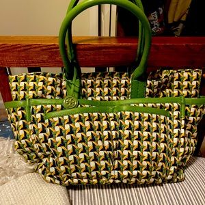 Tory Burch yellow, green and Gold tote